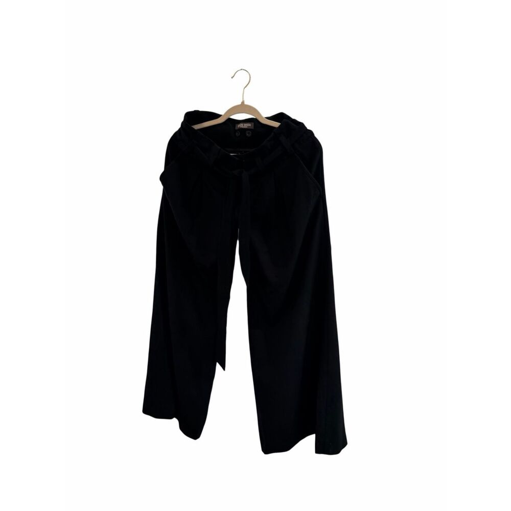 Bisou Bisou Women's Size 2 Black Pull On Clasp Paperbag Pants Cropped Belted